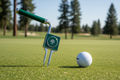Divot Tool and Ball Marker resting on putting green next to golf ball